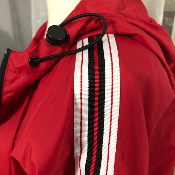 Garage  red windbreaker striped sleeves SZ L - Picture 6 of 14